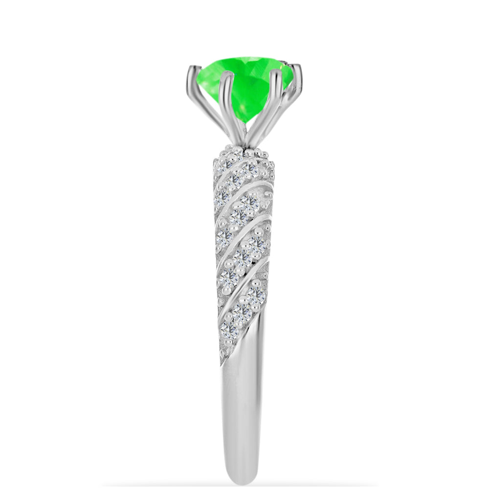 Inel din Argint 925 ( 2.5 grame ) cu Opal Hialit și Topaz Alb 0.94 Carate