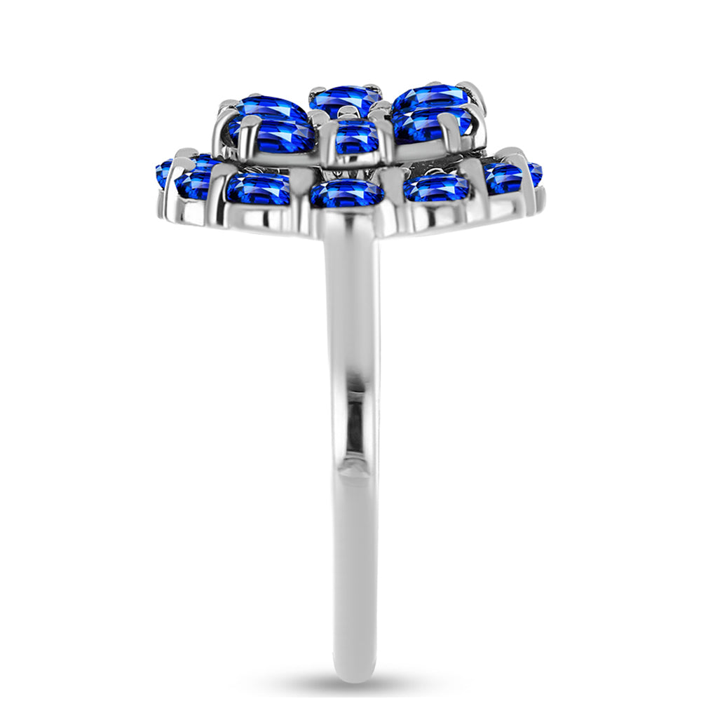 Inel din Argint 925 ( 3.89 grame ) cu Safir Albastru Australian și Topaz Alb 4.11 Carate