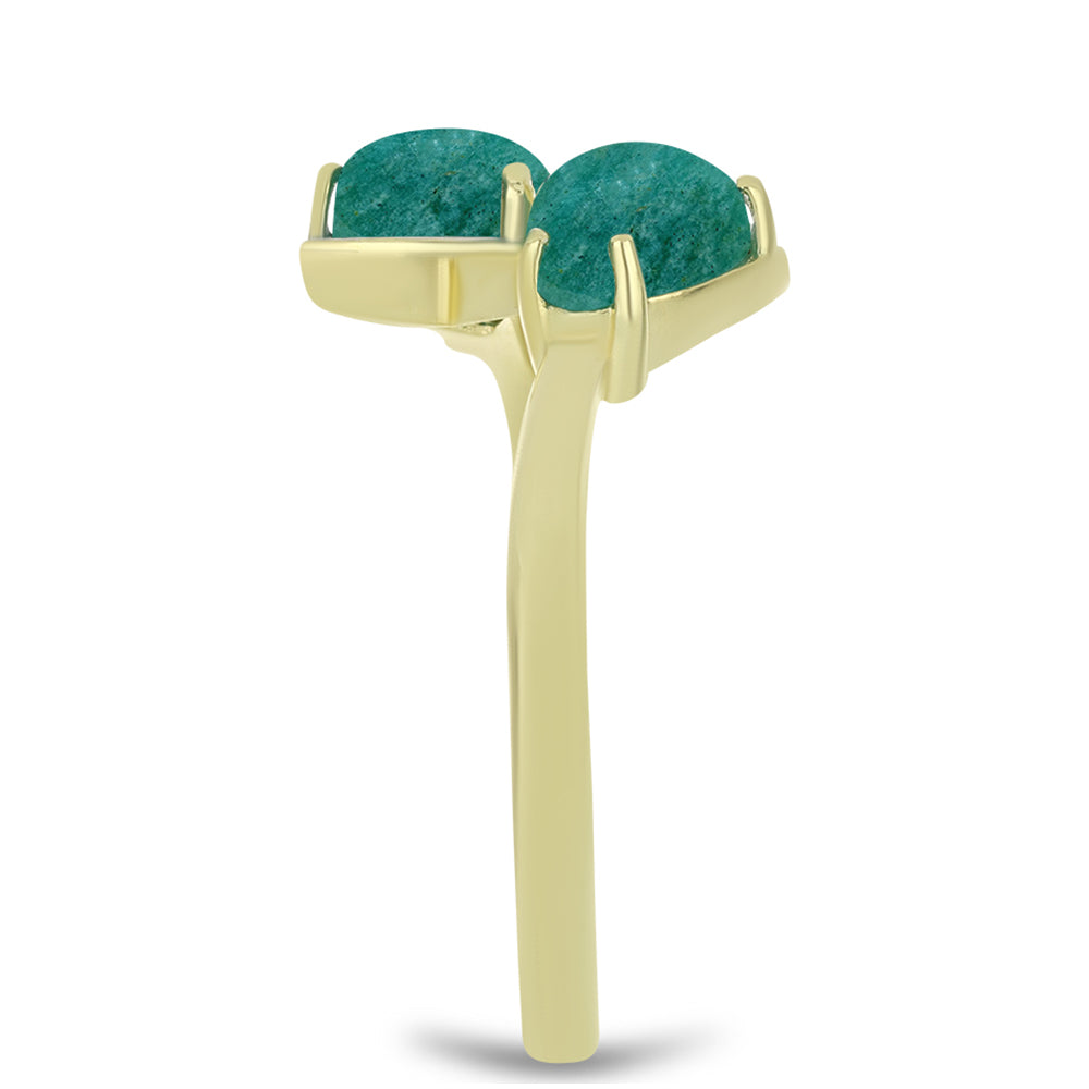 Inel din Argint 925 Placat cu Aur ( 2.86 grame ) cu Amazonit și Topaz Alb 2.38 Carate