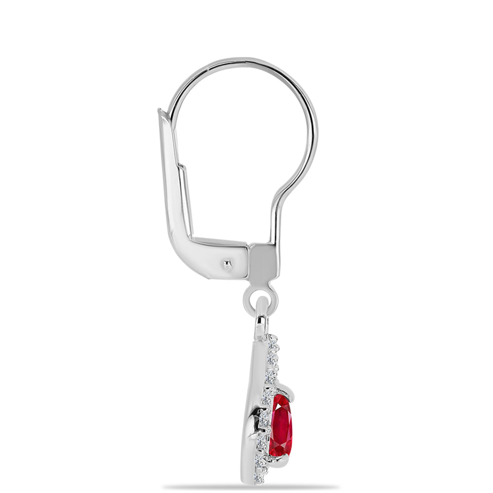 Cercei din Argint 925 ( 1.79 grame ) cu Agat Roșu și Topaz Alb 0.61 Carate