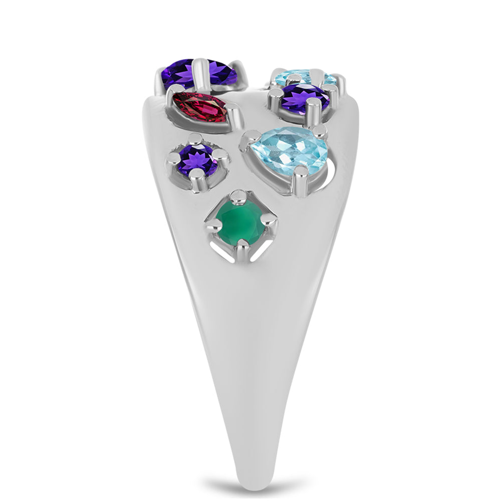 Inel din Argint 925 ( 4.6 grame ) cu Ametist Marocan și Agat Verde 0.94 Carate