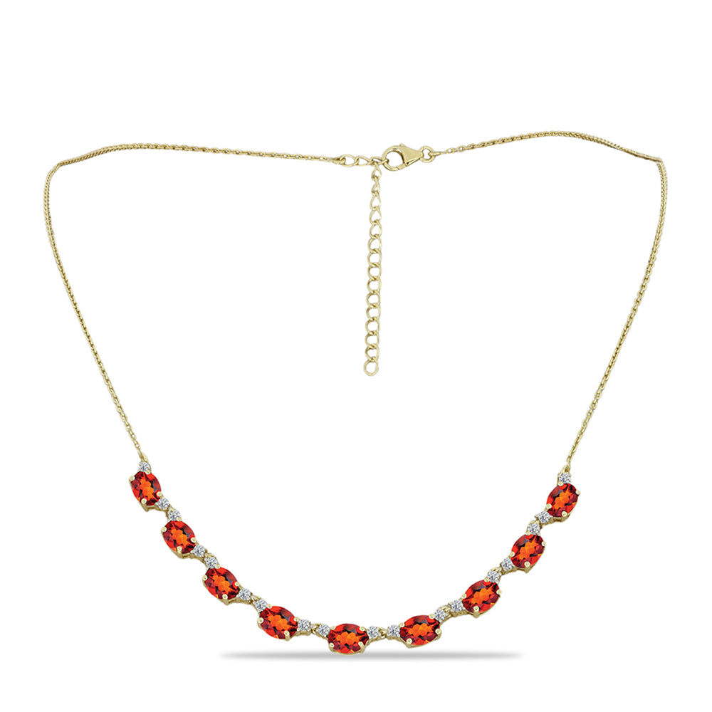 Colier din Argint 925 Placat cu Aur ( 5.71 grame ) cu Citrin Madeira și Topaz Alb 6.74 Carate