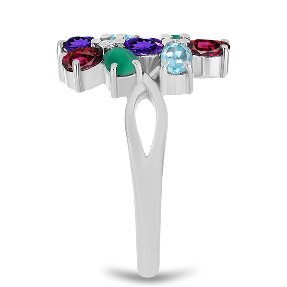 Inel din Argint 925 ( 3.38 grame ) cu Ametist Marocan și Agat Verde 1.54 Carate