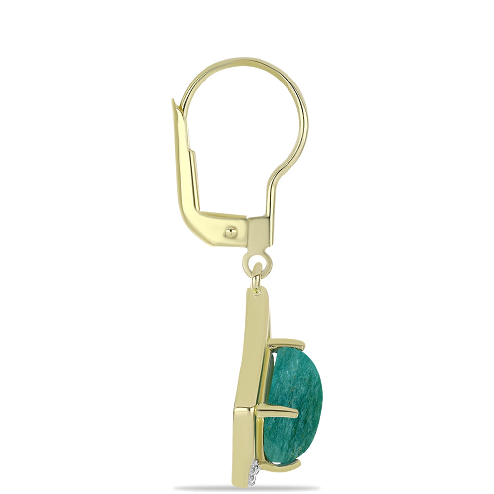 Cercei din Argint 925 Placat cu Aur ( 3.22 grame ) cu Amazonit și Topaz Alb 4.66 Carate