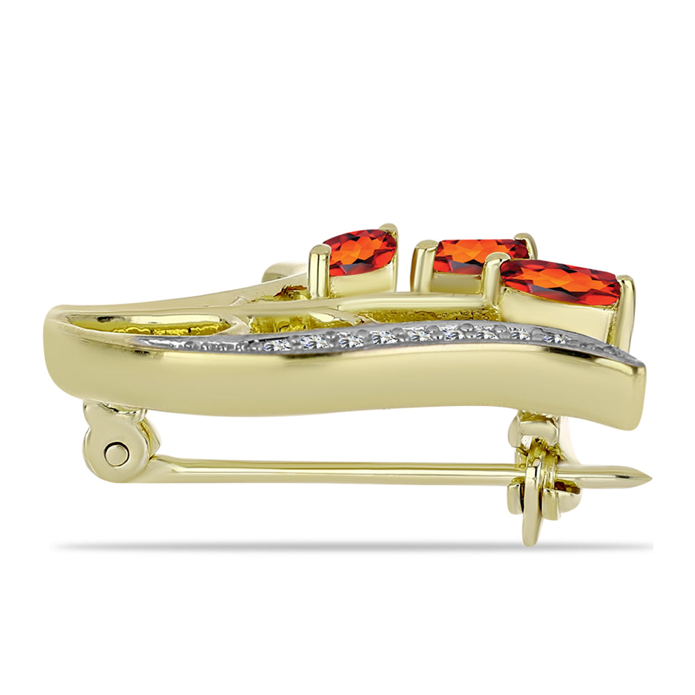 Broşă din Argint 925 Placat cu Aur ( 3.52 grame ) cu Citrin Madeira și Topaz Alb 0.47 Carate