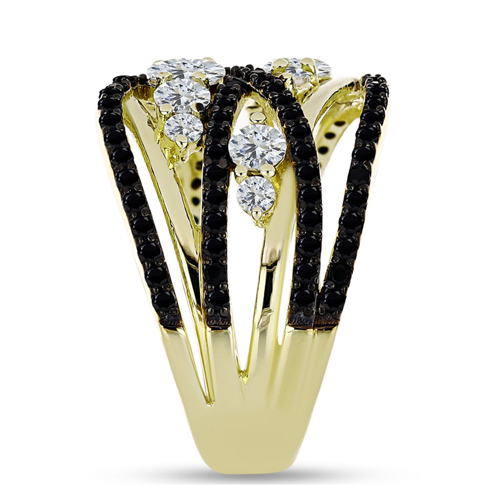 Inel din Argint 925 Placat cu Aur ( 5.64 grame ) cu Spinel Negru și Topaz Alb 2.41 Carate