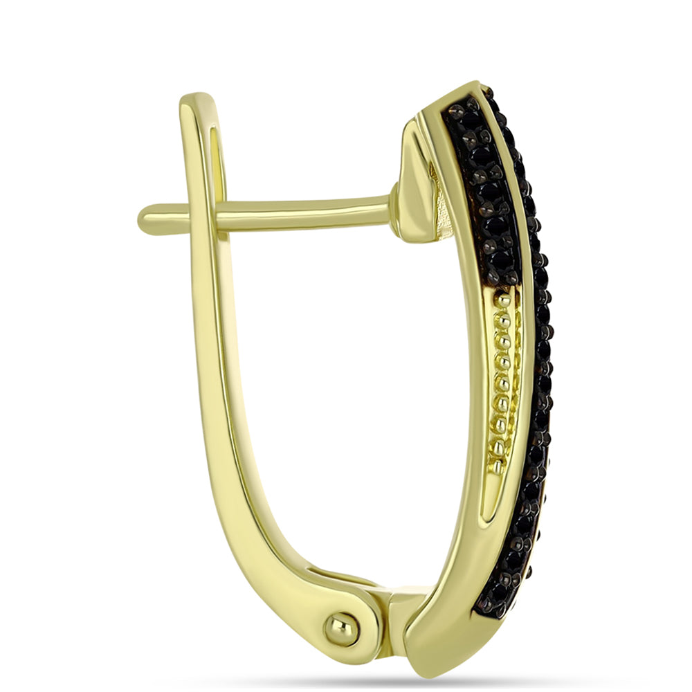 Cercei din Argint 925 Placat cu Aur ( 5.5 grame ) cu Spinel Negru 0.57 Carate