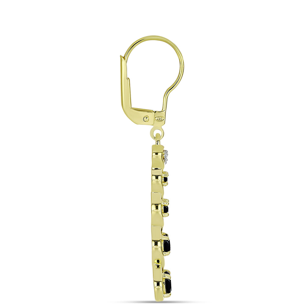 Cercei din Argint 925 Placat cu Aur ( 3.4 grame ) cu Spinel Negru și Topaz Alb 1.14 Carate