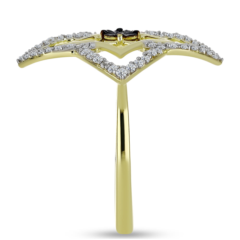 Inel din Argint 925 Placat cu Aur ( 3.29 grame ) cu Diamant Albastru și Topaz Alb 0.55 Carate