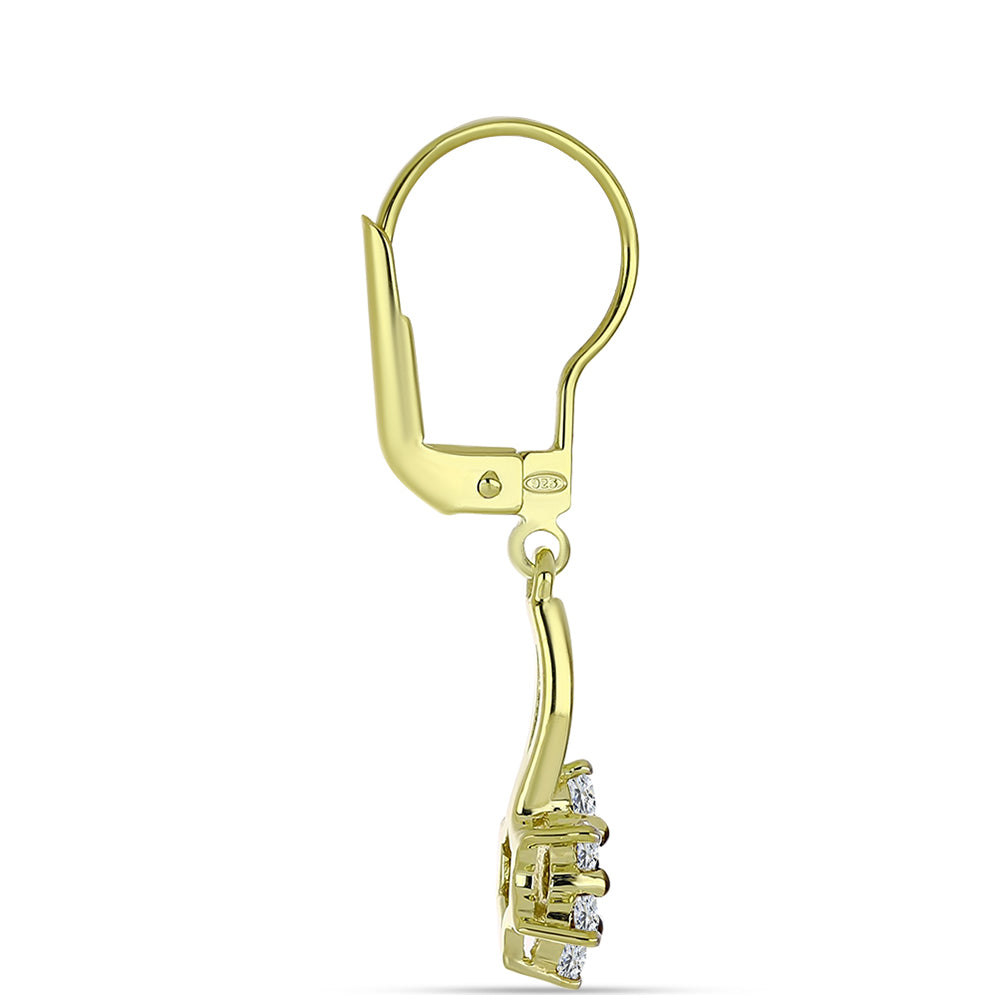 Cercei din Argint 925 Placat cu Aur ( 2.25 grame ) cu Diamant Albastru și Topaz Alb 0.51 Carate