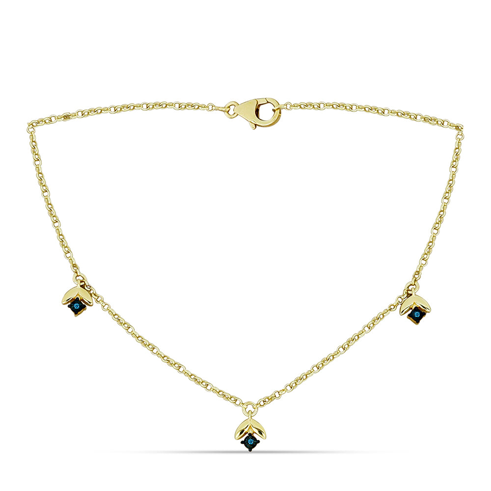 Colier din Argint 925 Placat cu Aur ( 4.97 grame ) cu Diamant Albastru 0.02 Carate