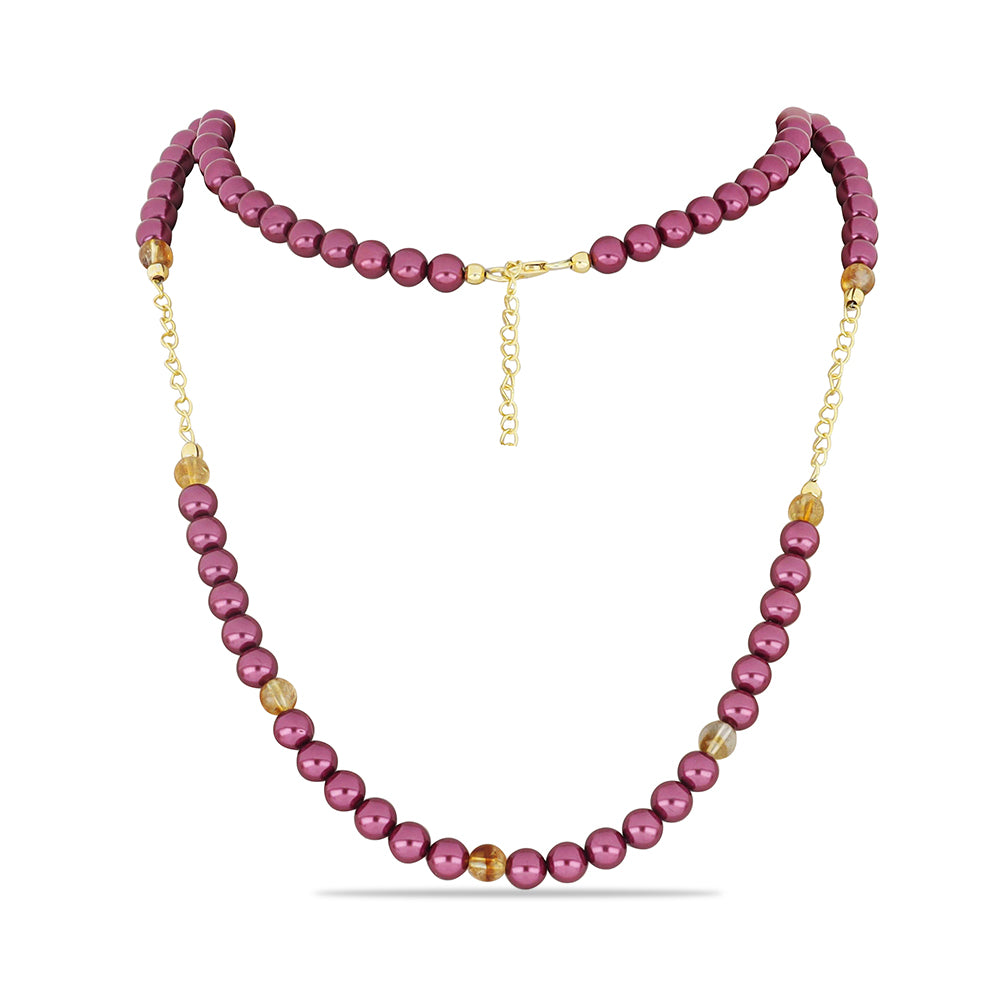 Colier din Argint 925 Placat cu Aur ( 1.9 grame ) cu Perlă de cultură Violet și Citrin Ural 102.75 Carate