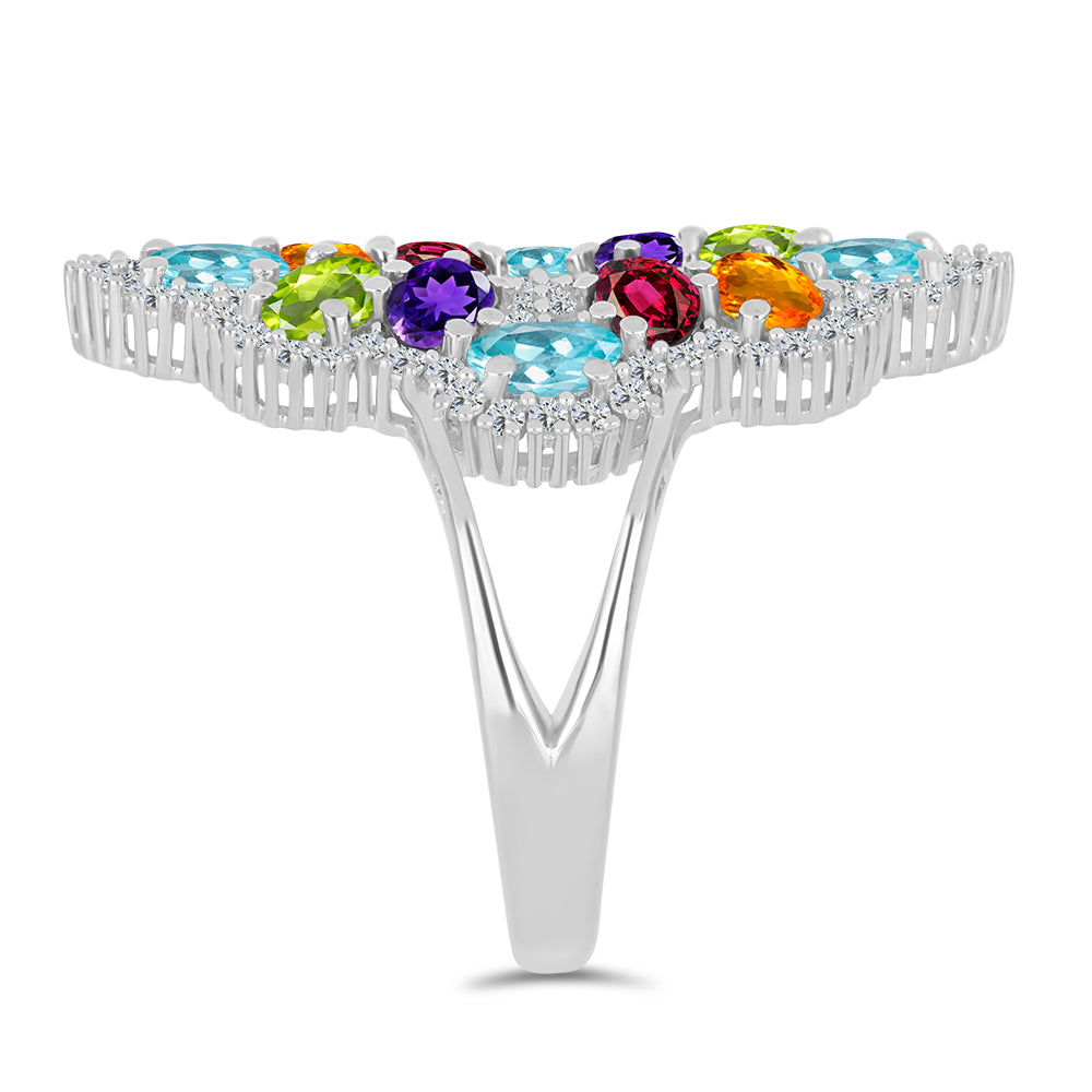 Inel din Argint 925 ( 4.79 grame ) cu Ametist Marocan și Peridot Changbai 3.58 Carate