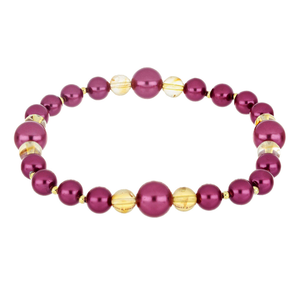 Set din Argint 925 Placat cu Aur ( 1.08 grame ) cu Perlă de cultură Violet și Citrin Ural 187.86 Carate ( Brățară )