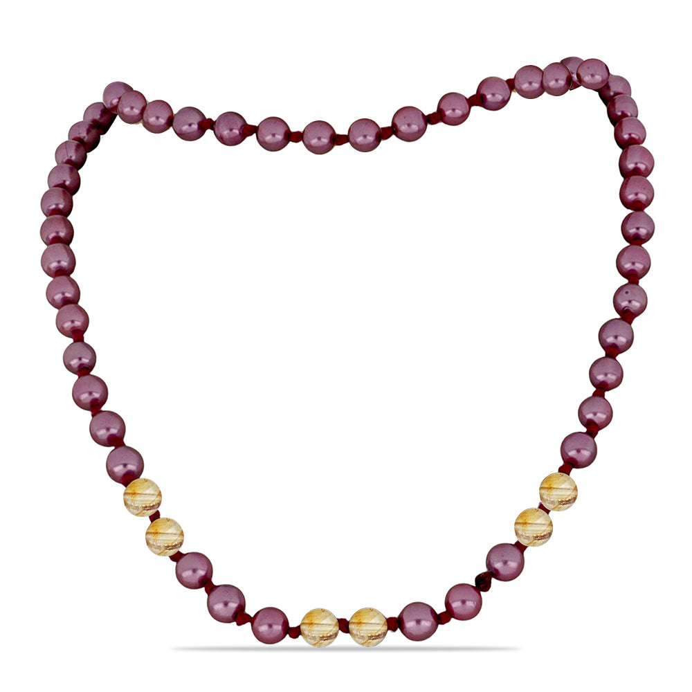 Colier din Pepită ( 31.99 grame ) cu Perlă de cultură Violet și Citrin Ural 159.93 Carate