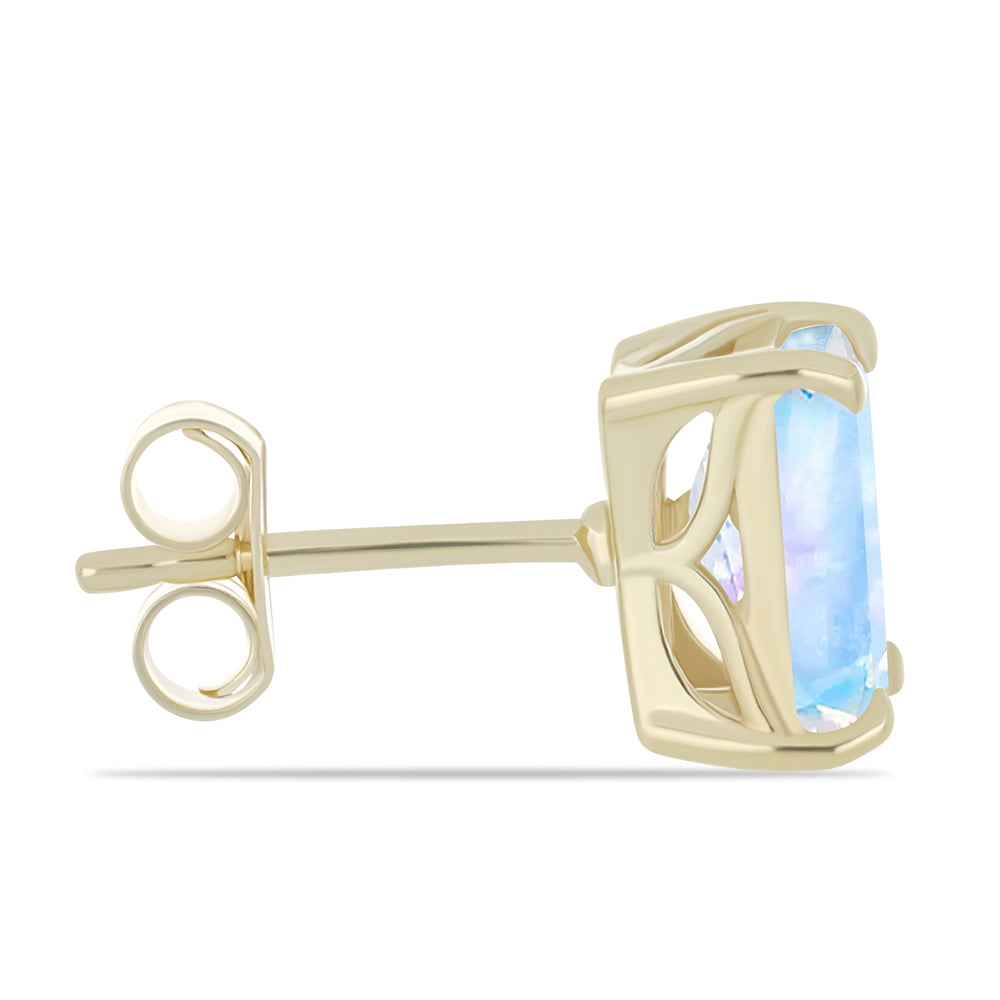 Cercei din Argint 925 Placat cu Aur ( 1.45 grame ) cu Piatra Lunii Curcubeu 2.9 Carate