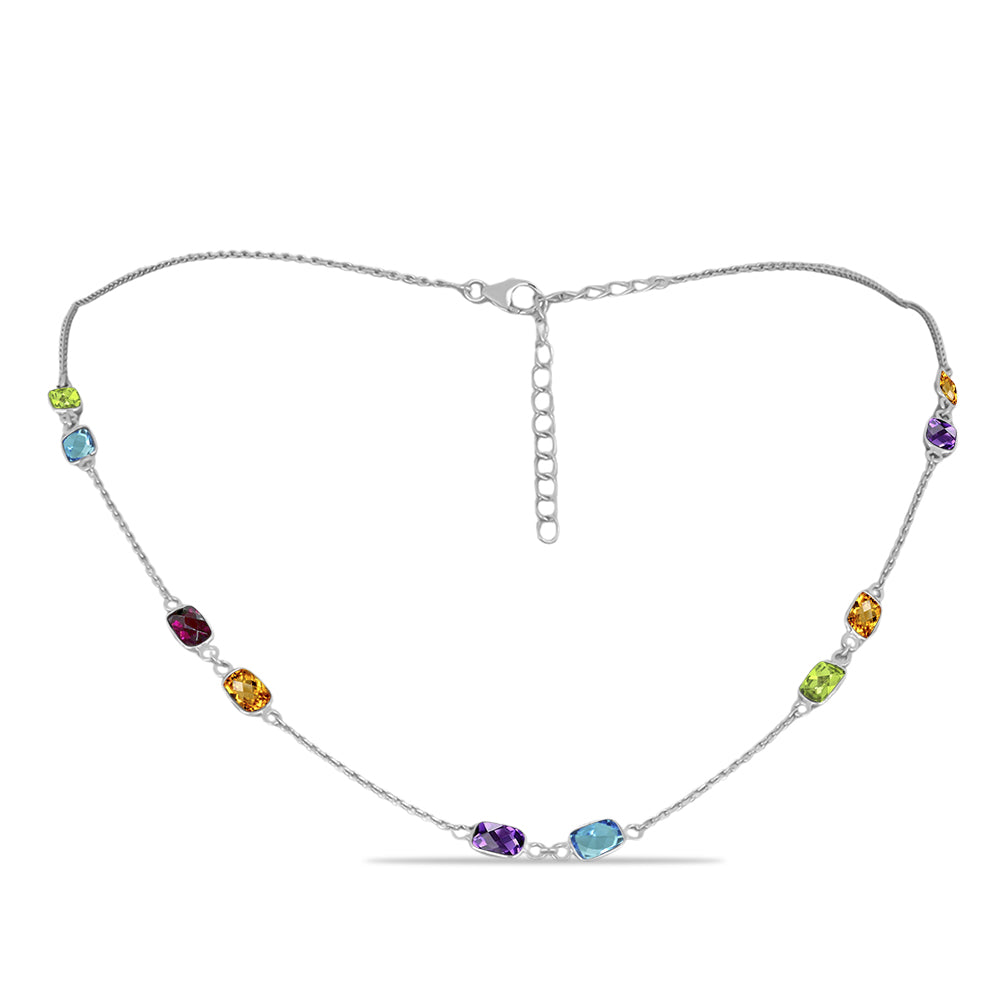 Colier din Argint 925 ( 3.37 grame ) cu Ametist Marocan și Peridot Changbai 6.15 Carate