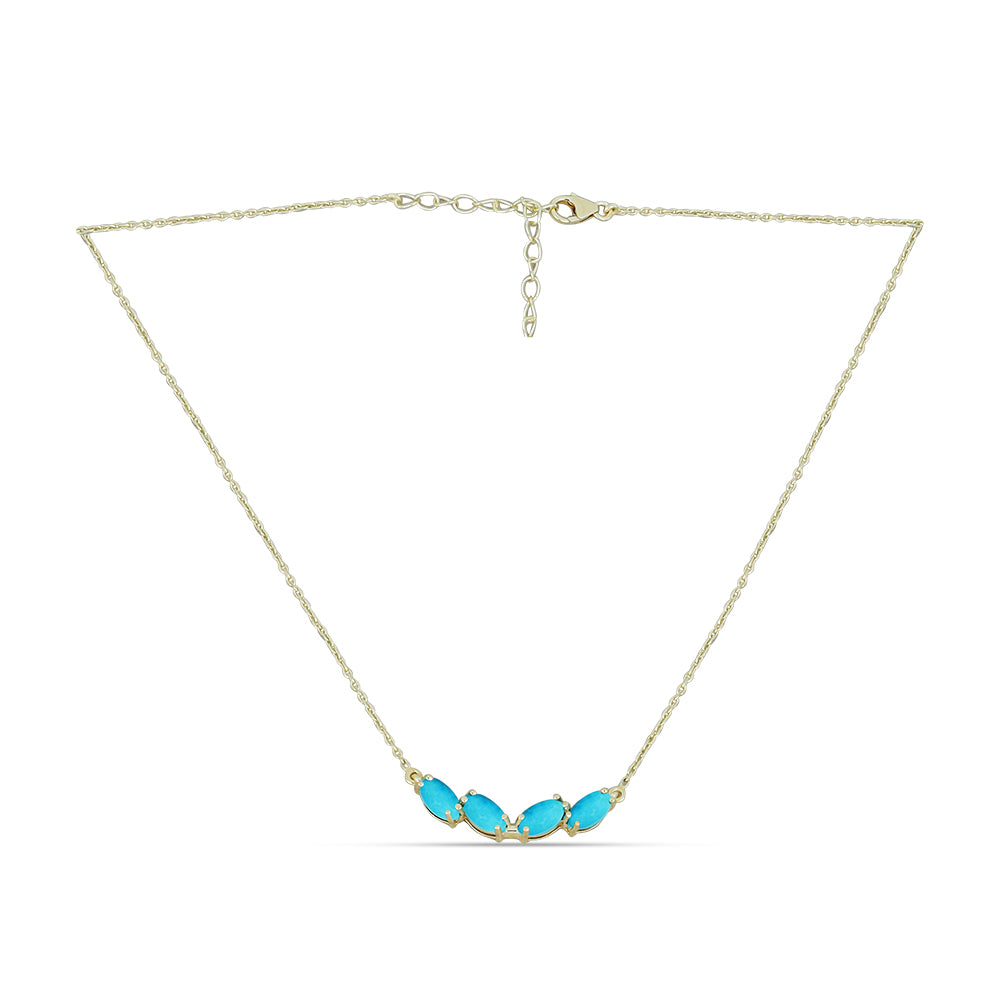 Colier din Argint 925 Placat cu Aur ( 3.72 grame ) cu Turcoaz ”Frumoasa Adormită” 1.96 Carate