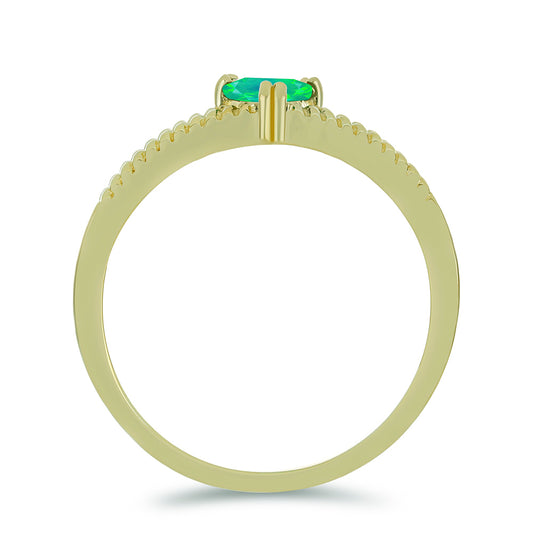 Inel din Argint 925 Placat cu Aur ( 2.29 grame ) cu Opal Verde Etiopian Lega Dembi 0.25 Carate