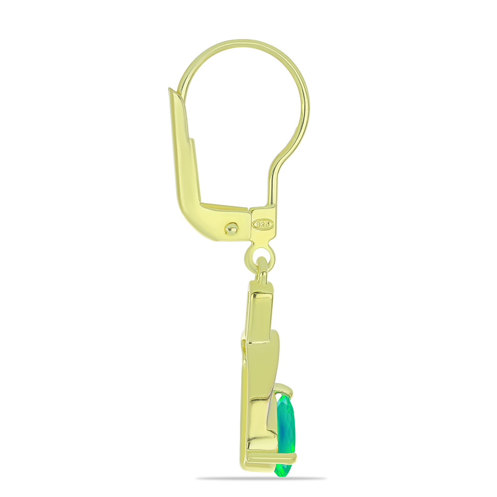 Cercei din Argint 925 Placat cu Aur ( 2.19 grame ) cu Opal Verde Etiopian Lega Dembi și Topaz Alb 0.49 Carate