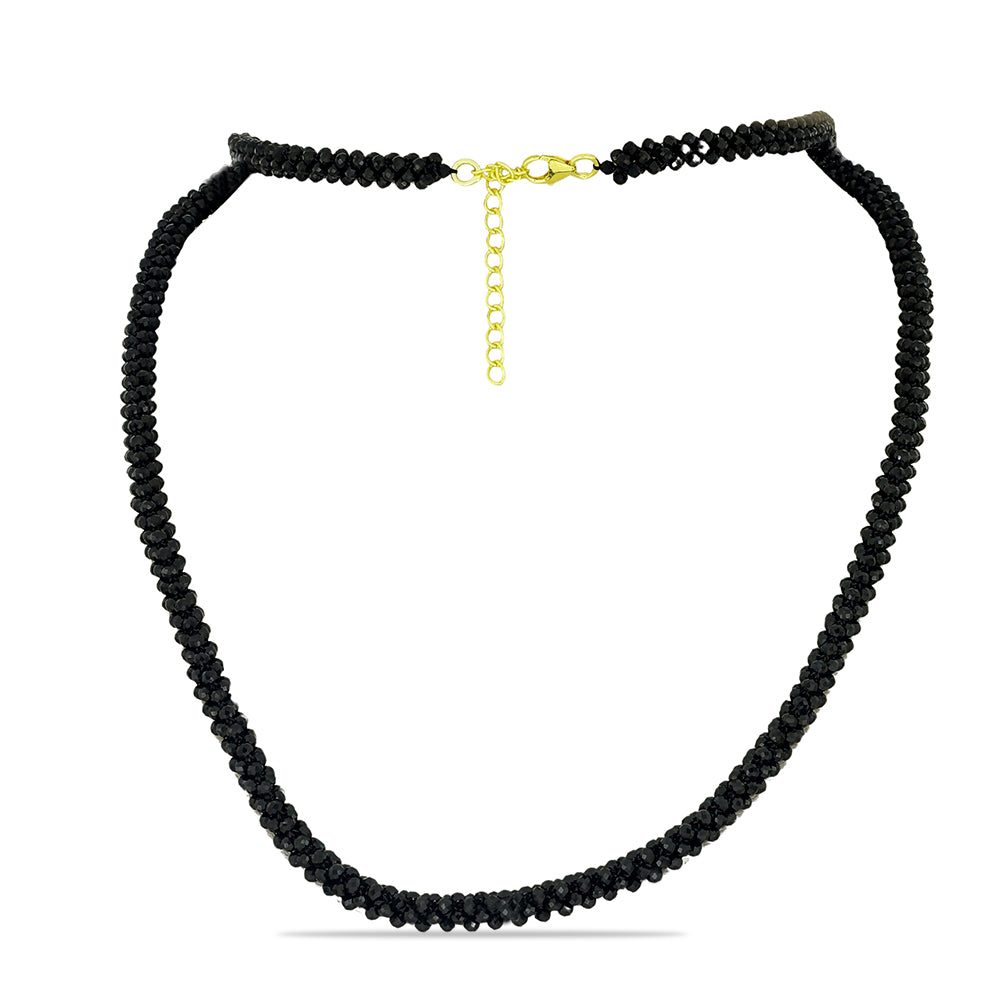 Colier din Argint 925 Placat cu Aur ( 1 grame ) cu Spinel Negru 82.5 Carate