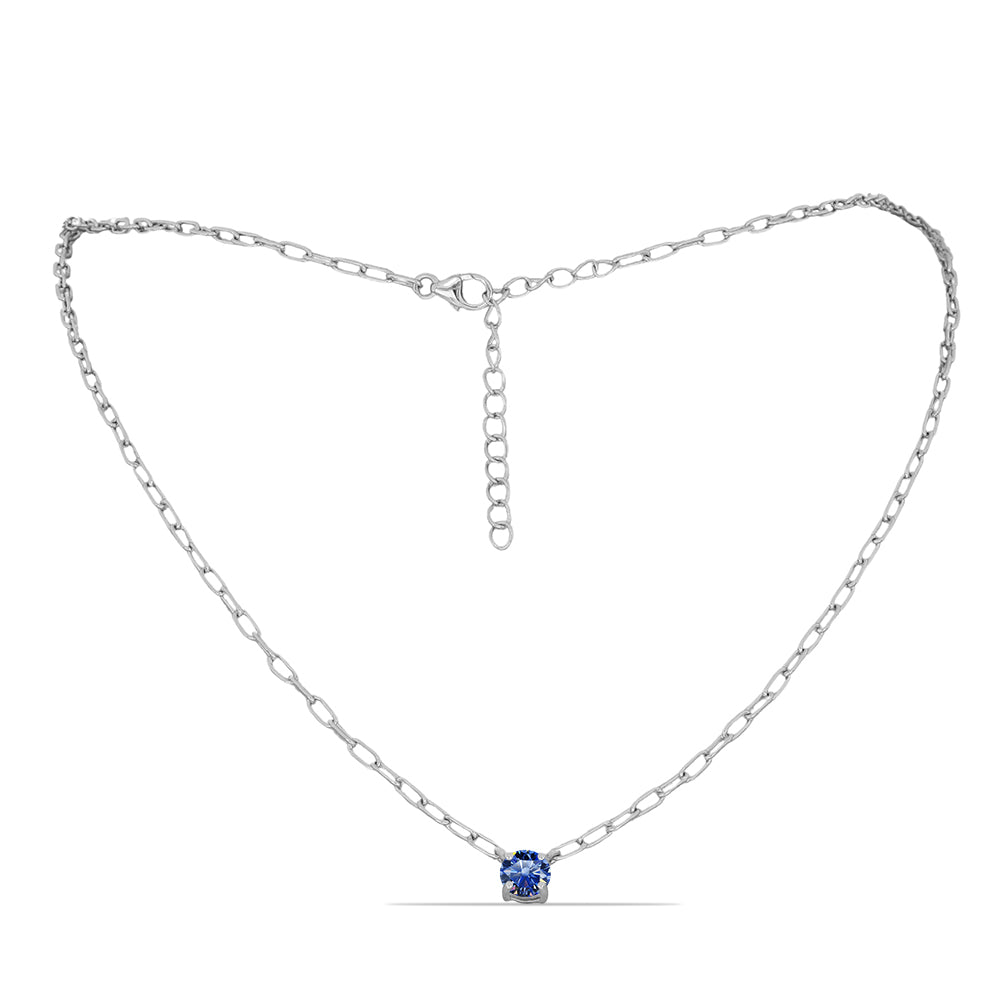Colier din Argint 925 ( 4.4 grame ) cu Moissanite Albastru Regal cultivat în laborator 0.76 Carate