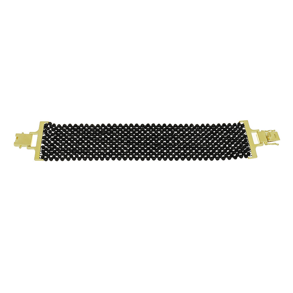 Brățară din Argint 925 Placat cu Aur ( 9.79 grame ) cu Spinel Negru 127.68 Carate