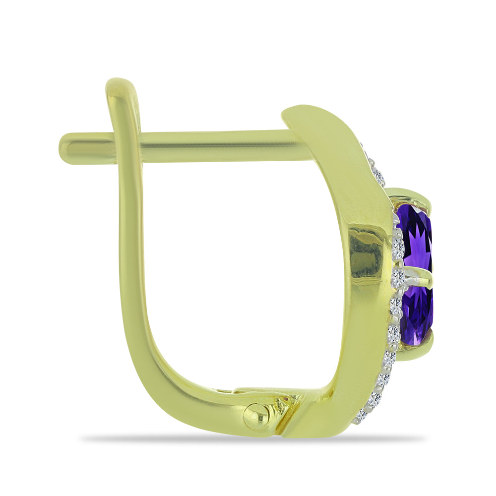 Cercei din Argint 925 Placat cu Aur ( 3.87 grame ) cu Ametist Marocan și Topaz Alb 1.61 Carate