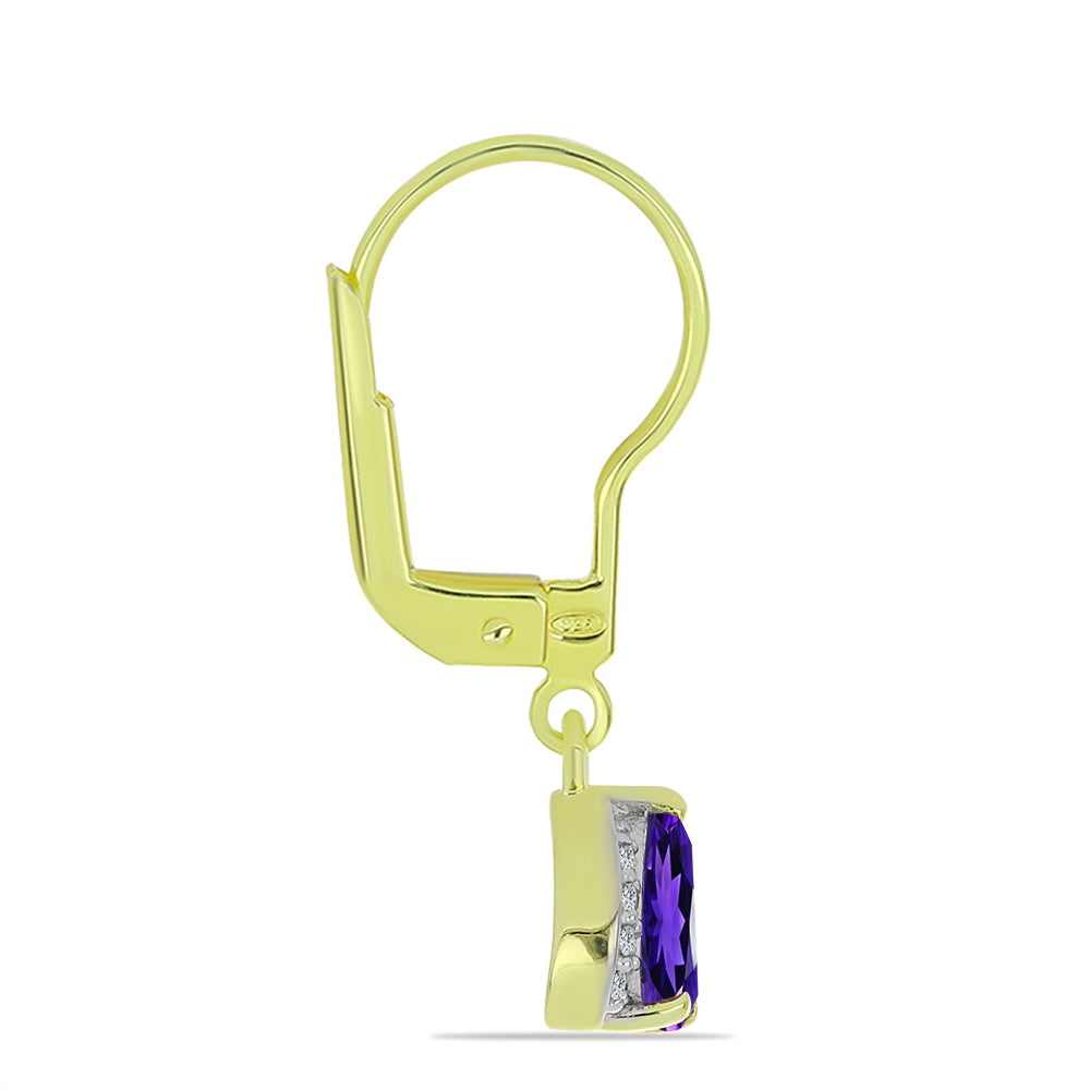 Cercei din Argint 925 Placat cu Aur ( 2.38 grame ) cu Ametist Marocan și Topaz Alb 1.38 Carate