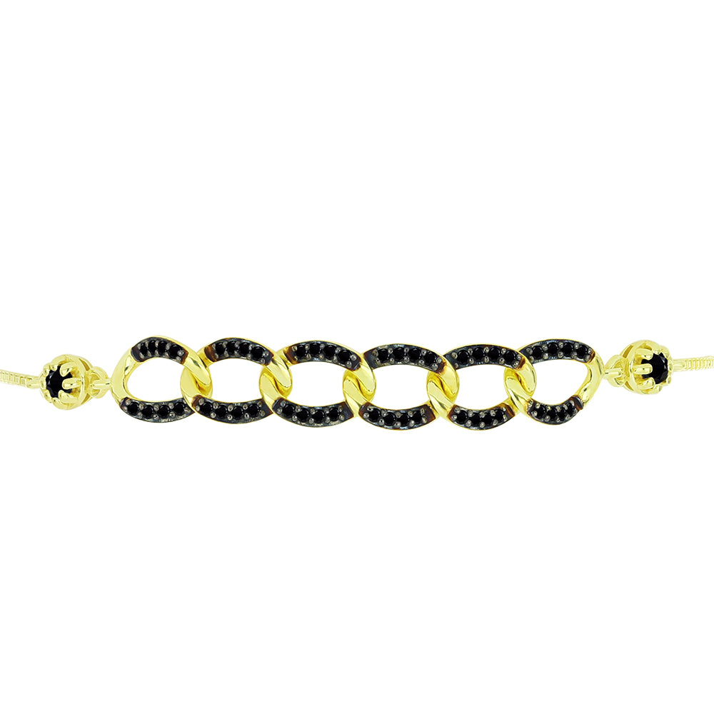 Brățară din Argint 925 Placat cu Aur ( 4.28 grame ) cu Spinel Negru 0.74 Carate