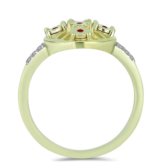 Inel din Argint 925 Placat cu Aur ( 3.09 grame ) cu Diamant Roșu și Diamant Alb 0.14 Carate