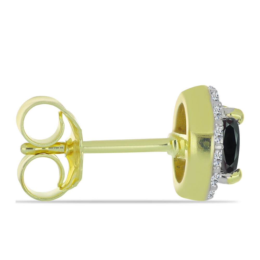 Cercei din Argint 925 Placat cu Aur ( 1.9 grame ) cu Obsidian și Topaz Alb 1.15 Carate