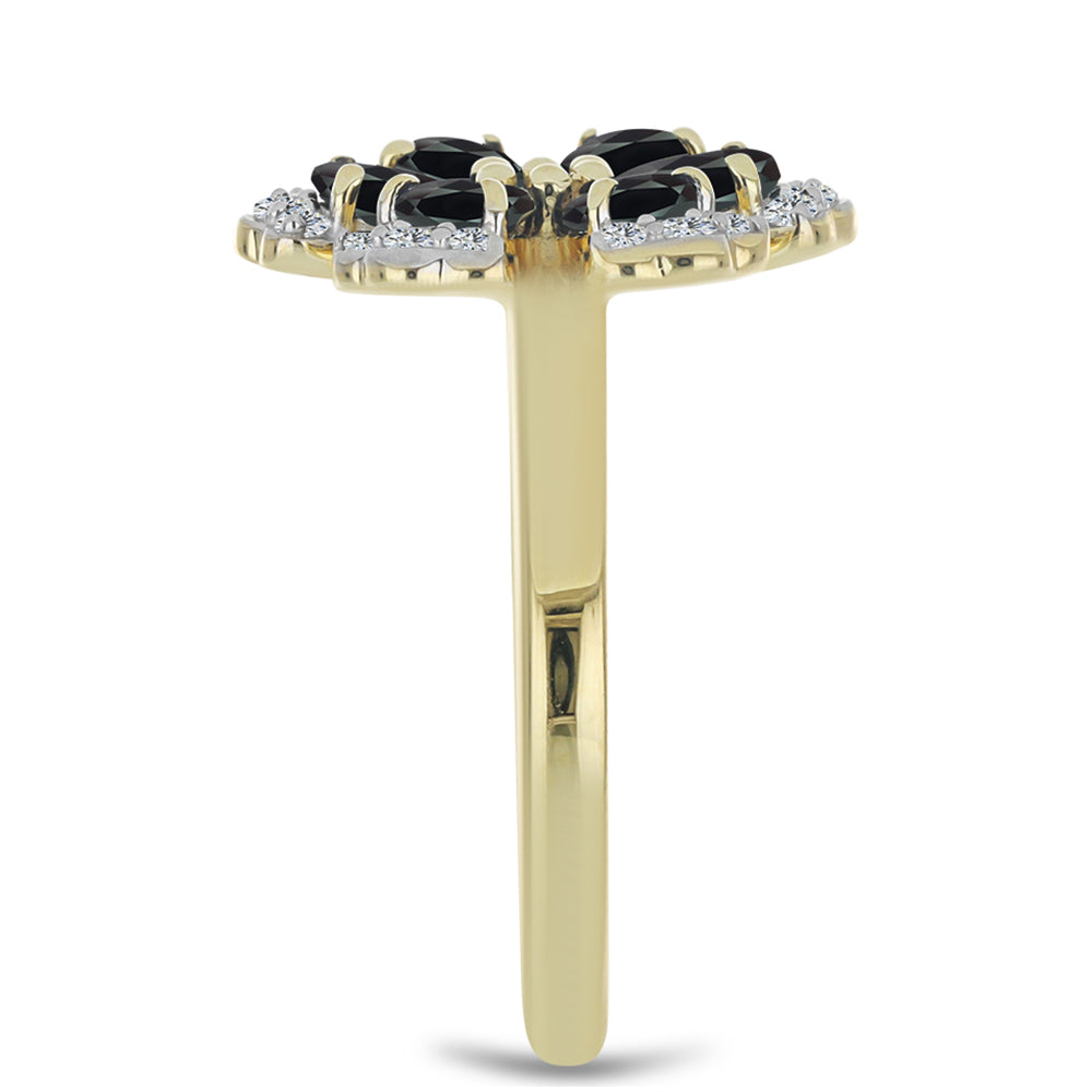 Inel din Argint 925 Placat cu Aur ( 4.36 grame ) cu Obsidian și Topaz Alb 1.49 Carate