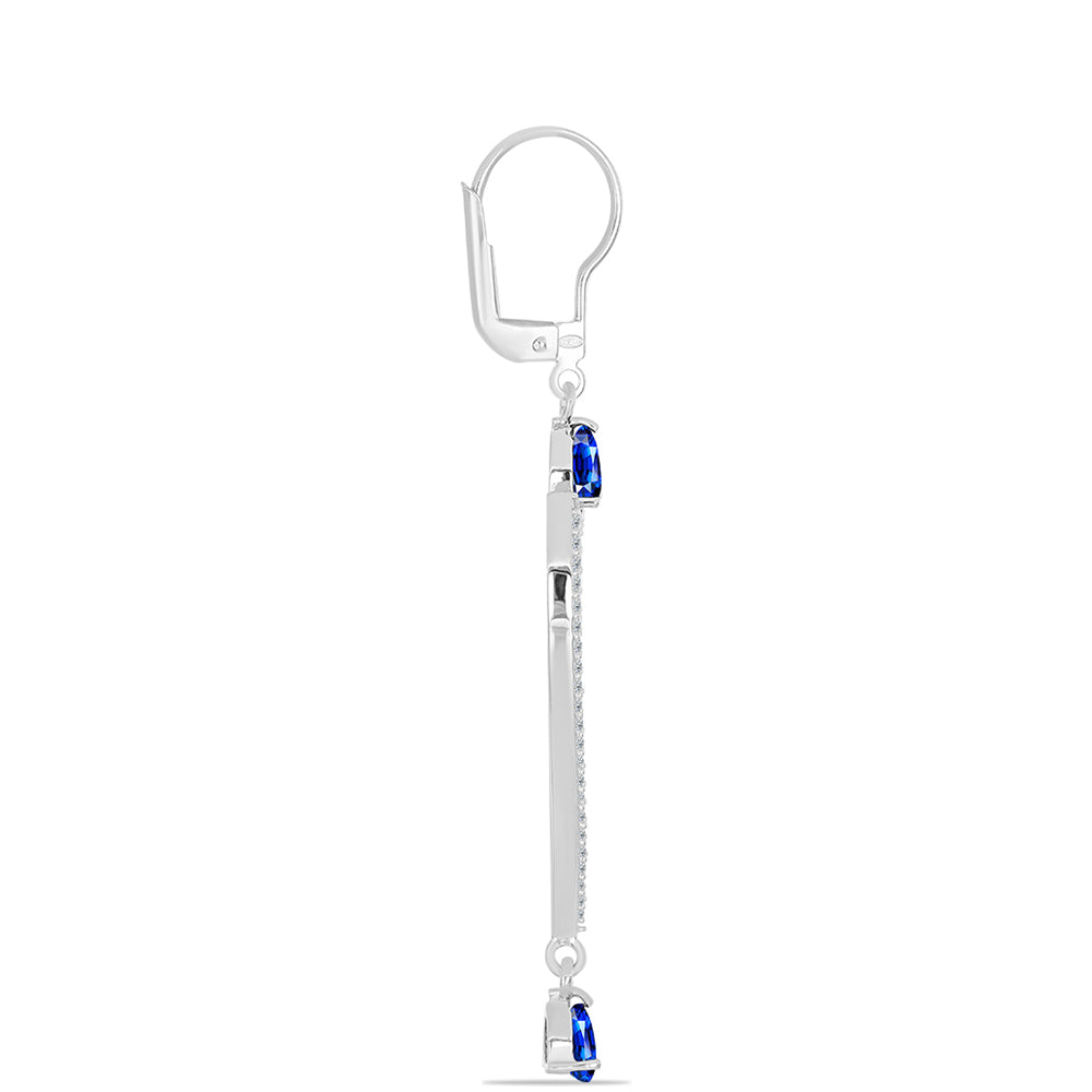 Cercei din Argint 925 ( 5.13 grame ) cu Safir Albastru Australian și Topaz Alb 2.24 Carate