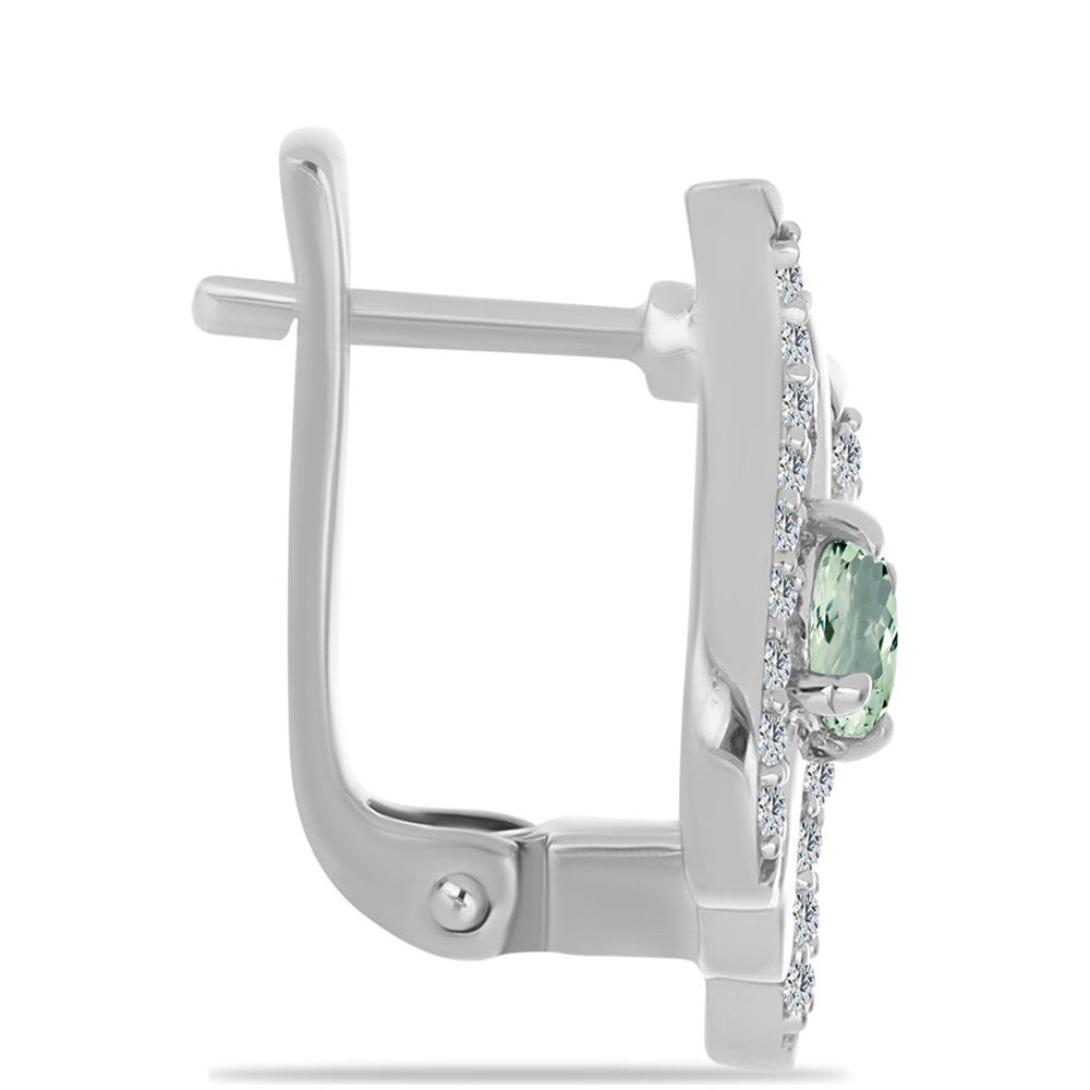 Cercei din Argint 925 ( 3.62 grame ) cu Ametist Verde și Topaz Alb 0.81 Carate