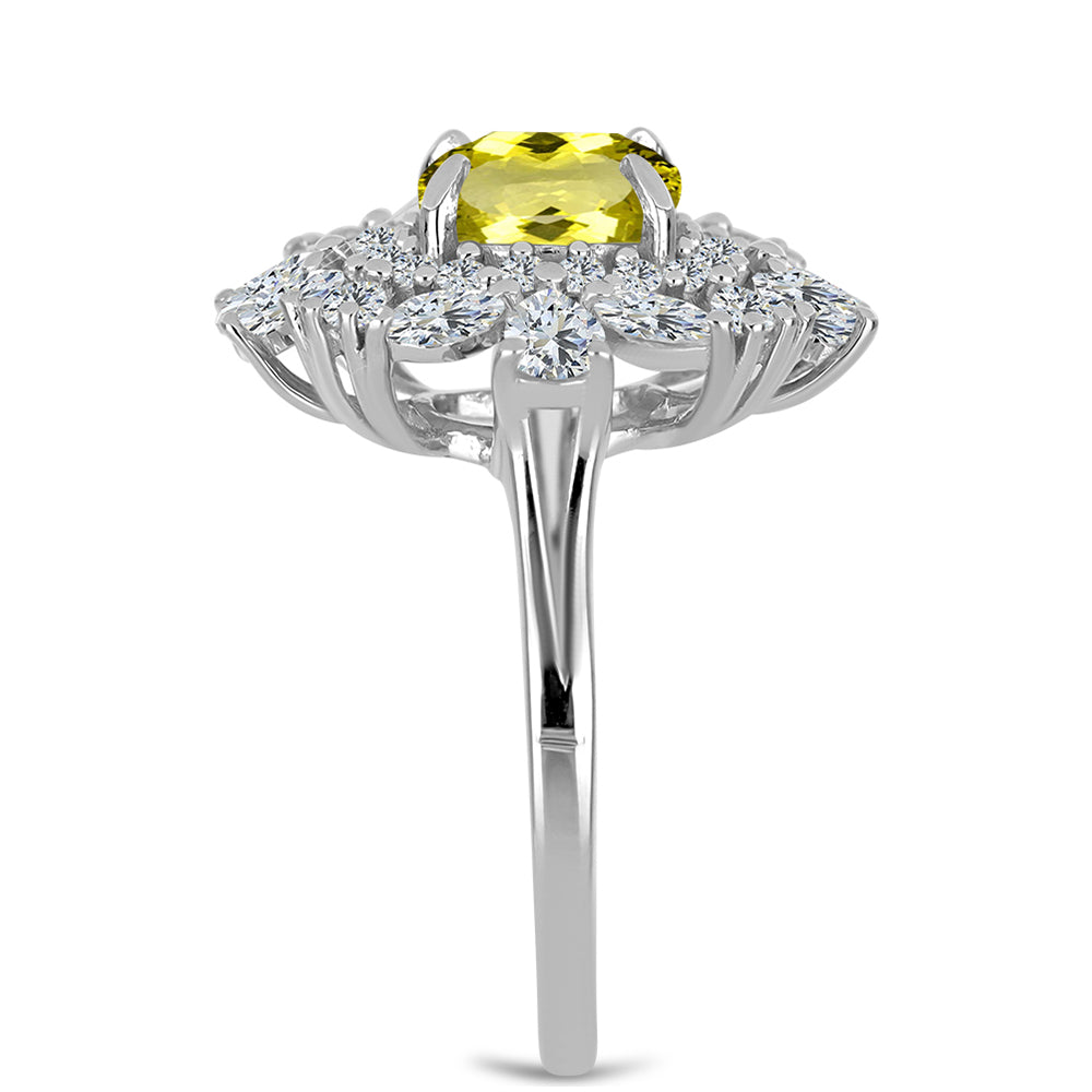 Inel din Argint 925 ( 4.1 grame ) cu Topaz Galben și Topaz Alb 4.08 Carate