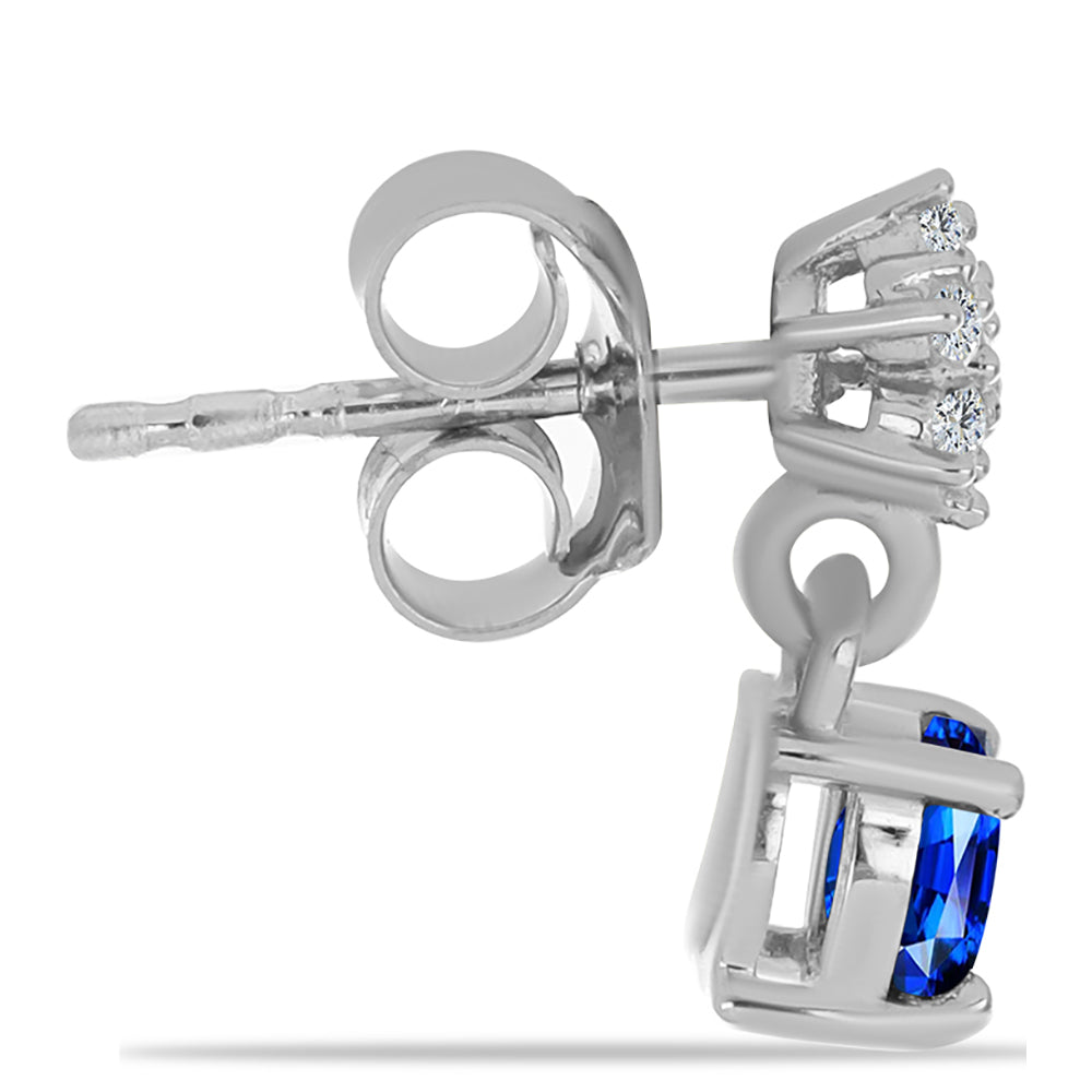 Cercei din Argint 925 ( 1.51 grame ) cu Safir Albastru Australian și Topaz Alb 1.19 Carate