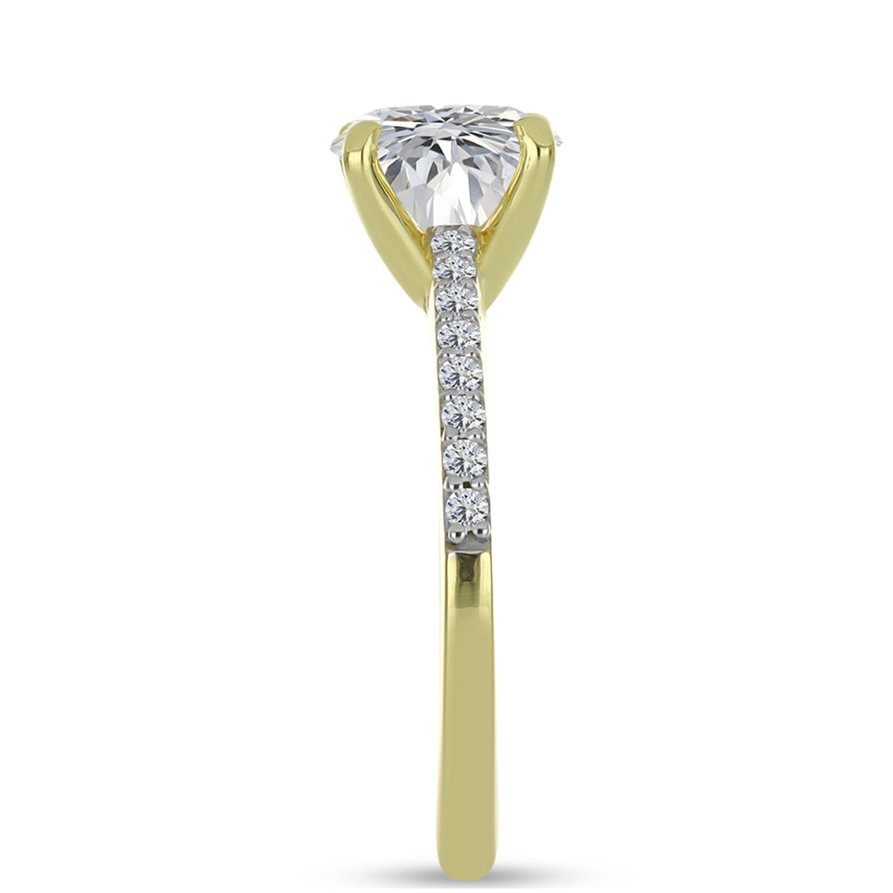 Inel din Argint 925 Placat cu Aur ( 2.54 grame ) cu Diamant Certificat cultivat în laborator și Zircon Alb Natural 2.54 Carate