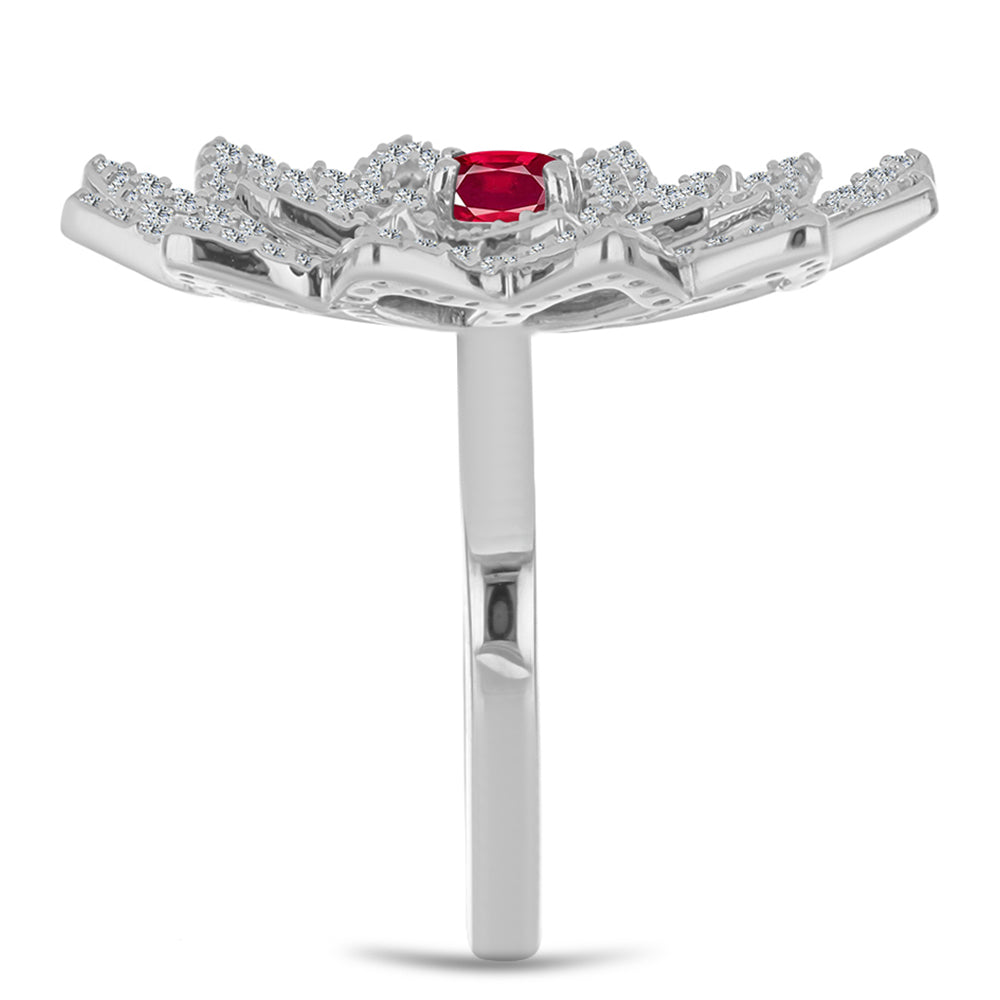 Inel din Argint 925 ( 7.98 grame ) cu Rubin Malagasy și Topaz Alb 2.3 Carate