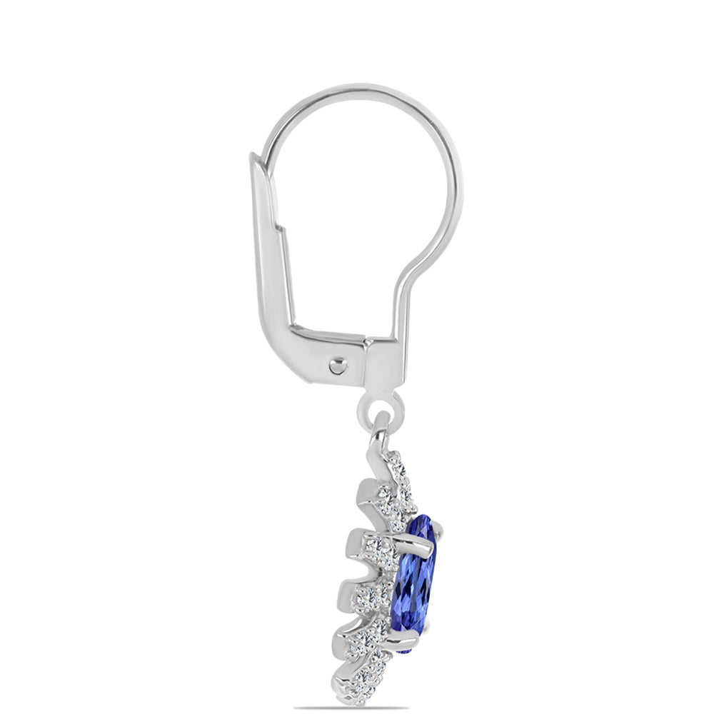 Cercei din Argint 925 ( 2.48 grame ) cu Tanzanit și Topaz Alb 1.94 Carate
