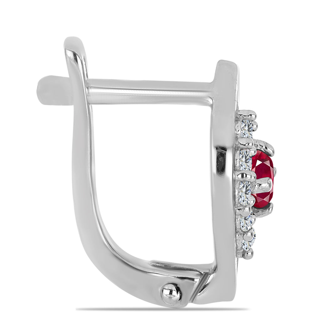 Cercei din Argint 925 ( 2.37 grame ) cu Rubin Malagasy și Topaz Alb 0.47 Carate