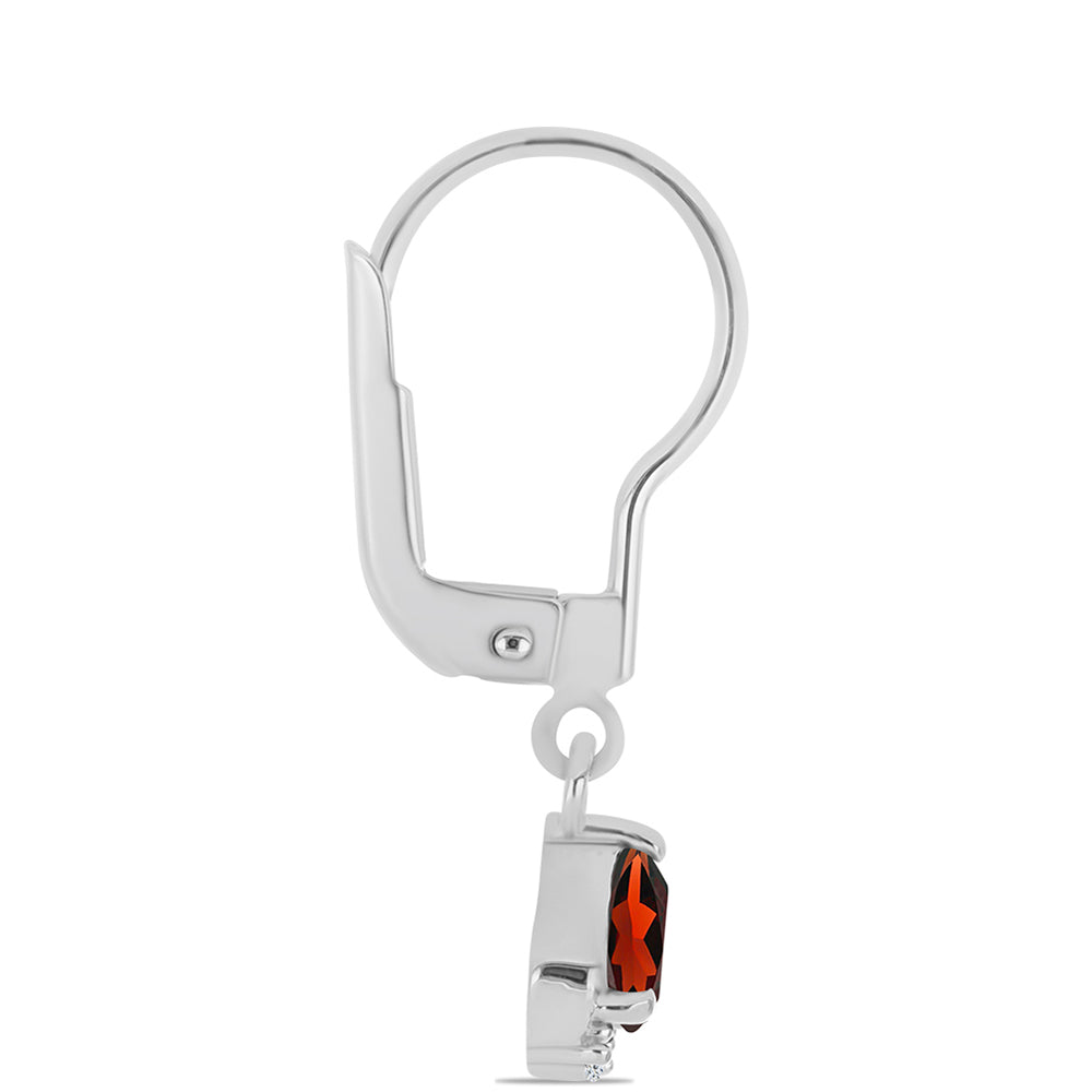 Cercei din Argint 925 ( 1.59 grame ) cu Granat Barton și Topaz Alb 0.58 Carate