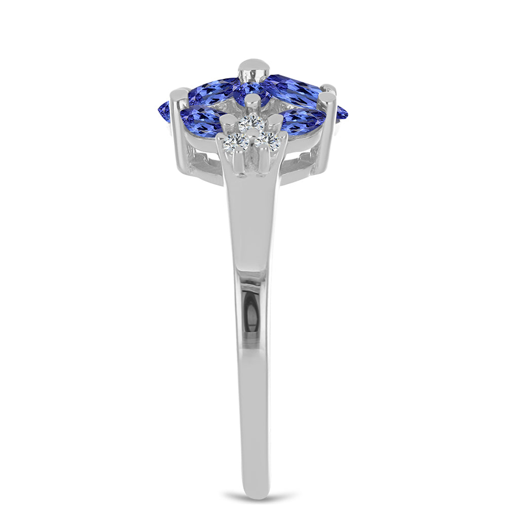 Inel din Argint 925 ( 2.66 grame ) cu Tanzanit și Topaz Alb 1.31 Carate