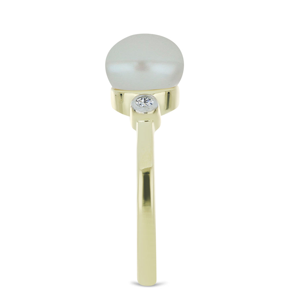 Inel din Argint 925 Placat cu Aur ( 2.63 grame ) cu Perlă de Apă Dulce Albă și Rubin Malagasy 4.01 Carate