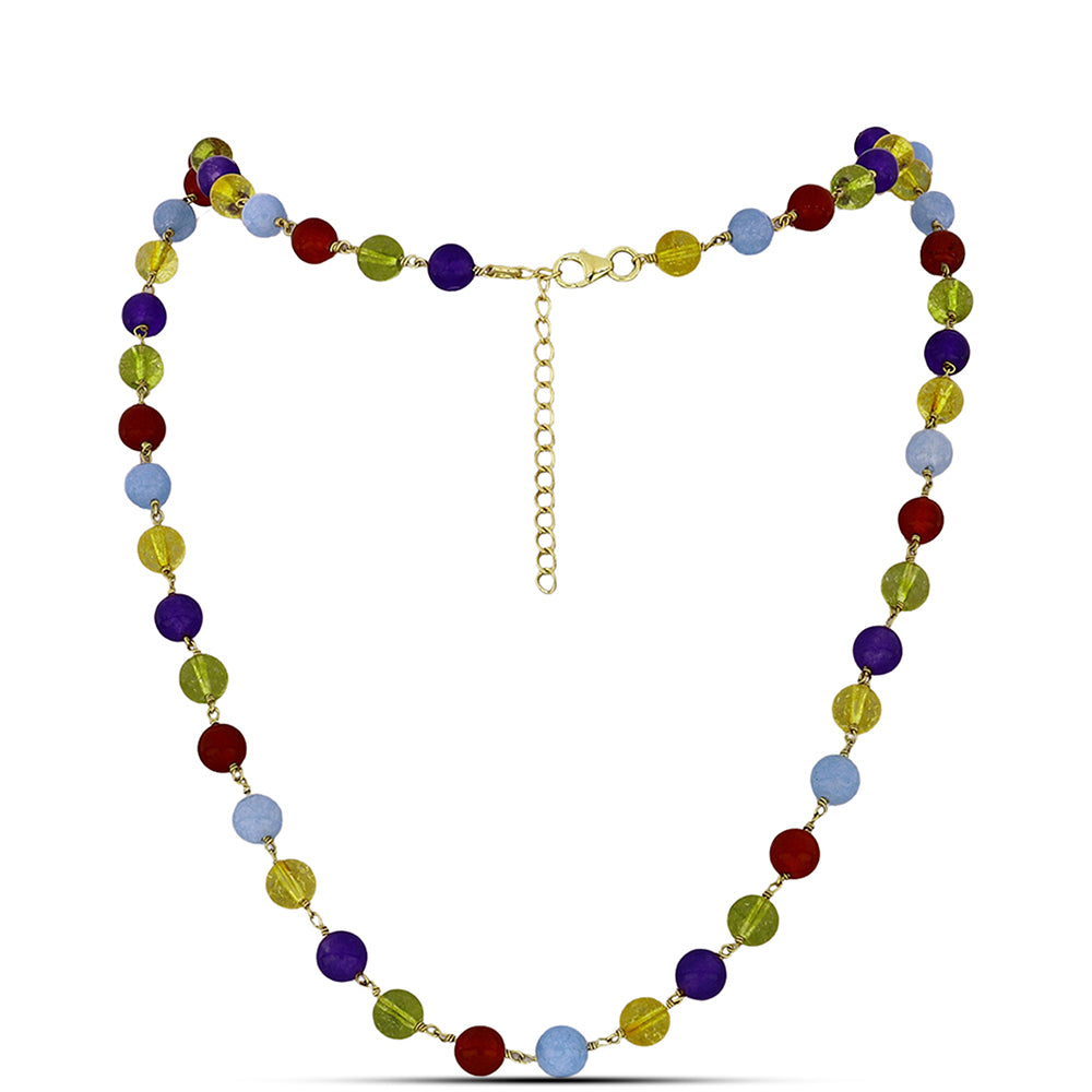 Colier din Argint 925 Placat cu Aur ( 2.73 grame ) cu Jad Violet și Citrin Ural 65.52 Carate