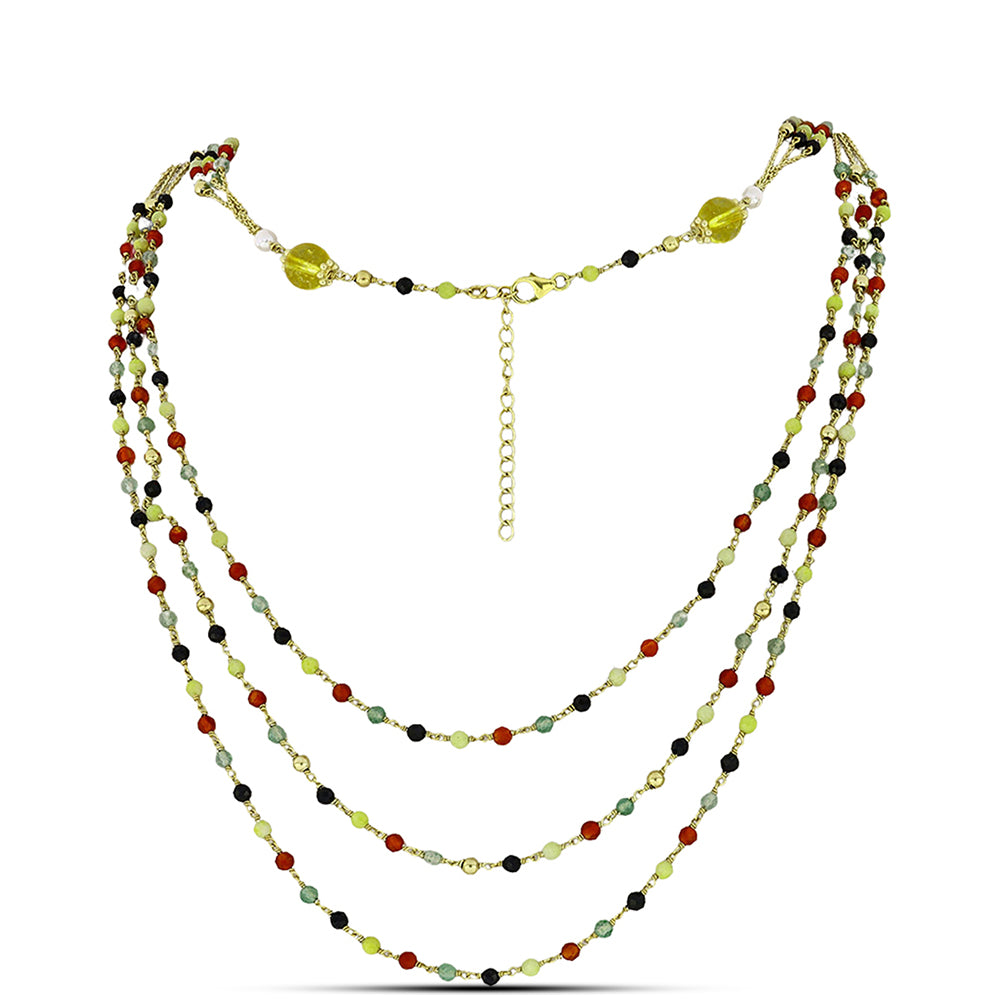 Colier din Argint 925 Placat cu Aur ( 6.2 grame ) cu Carneol și Citrin Ural 36.41 Carate