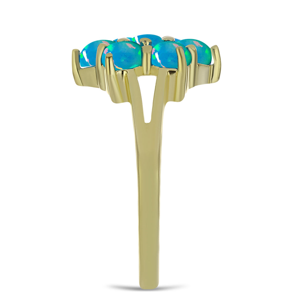 Inel din Argint 925 Placat cu Aur ( 3.46 grame ) cu Opal Albastru Etiopian Paraiba 1.17 Carate