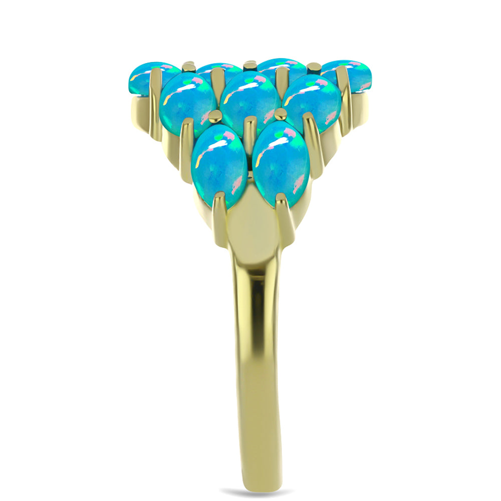 Inel din Argint 925 Placat cu Aur ( 4.67 grame ) cu Opal Albastru Etiopian Paraiba 2.09 Carate