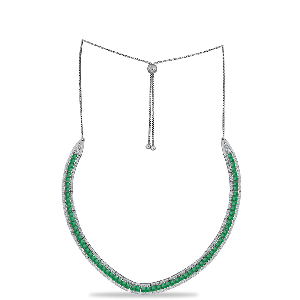 Colier din Argint 925 ( 18.62 grame ) cu Smarald Brazilian și Topaz Alb 13.84 Carate