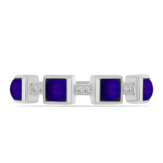 Inel din Argint 925 ( 3.31 grame ) cu Jad Violet și Topaz Alb 1.37 Carate
